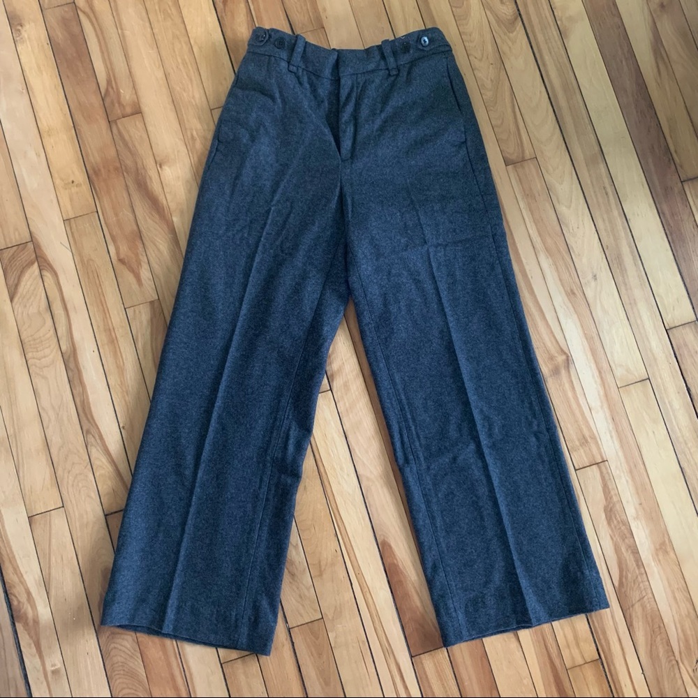 Banana Republic Wide-Leg Wool-Blend Charcoal Trouser